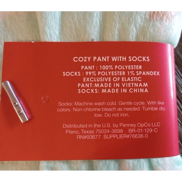 Sleep Chic Cozy Pants with Socks Women's Size Large Mint Hedgehog NWT - Picture 8 of 8